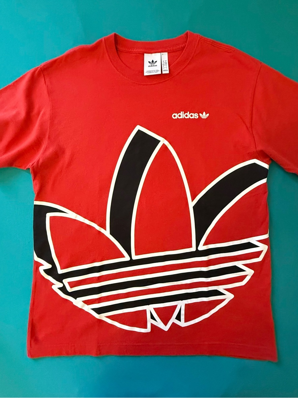 adidas Red Tee with Black & White Trefoil
